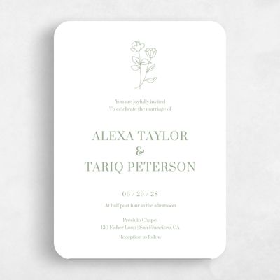 Green Rounded Wedding Invitation - Maywood Stamp Letterpress