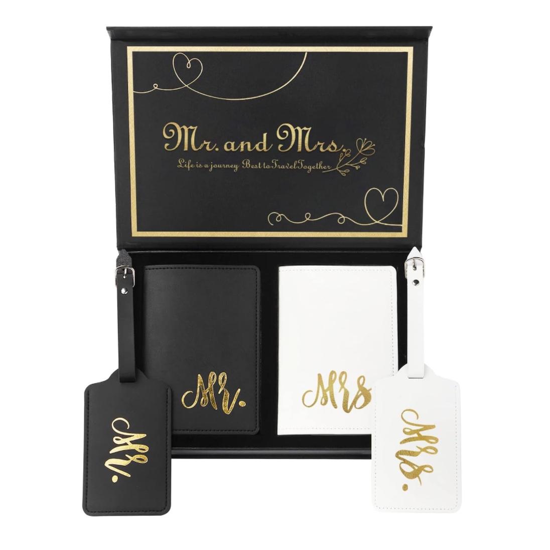 Mr. and Mrs. Luggage Tags and Passport Holder Set