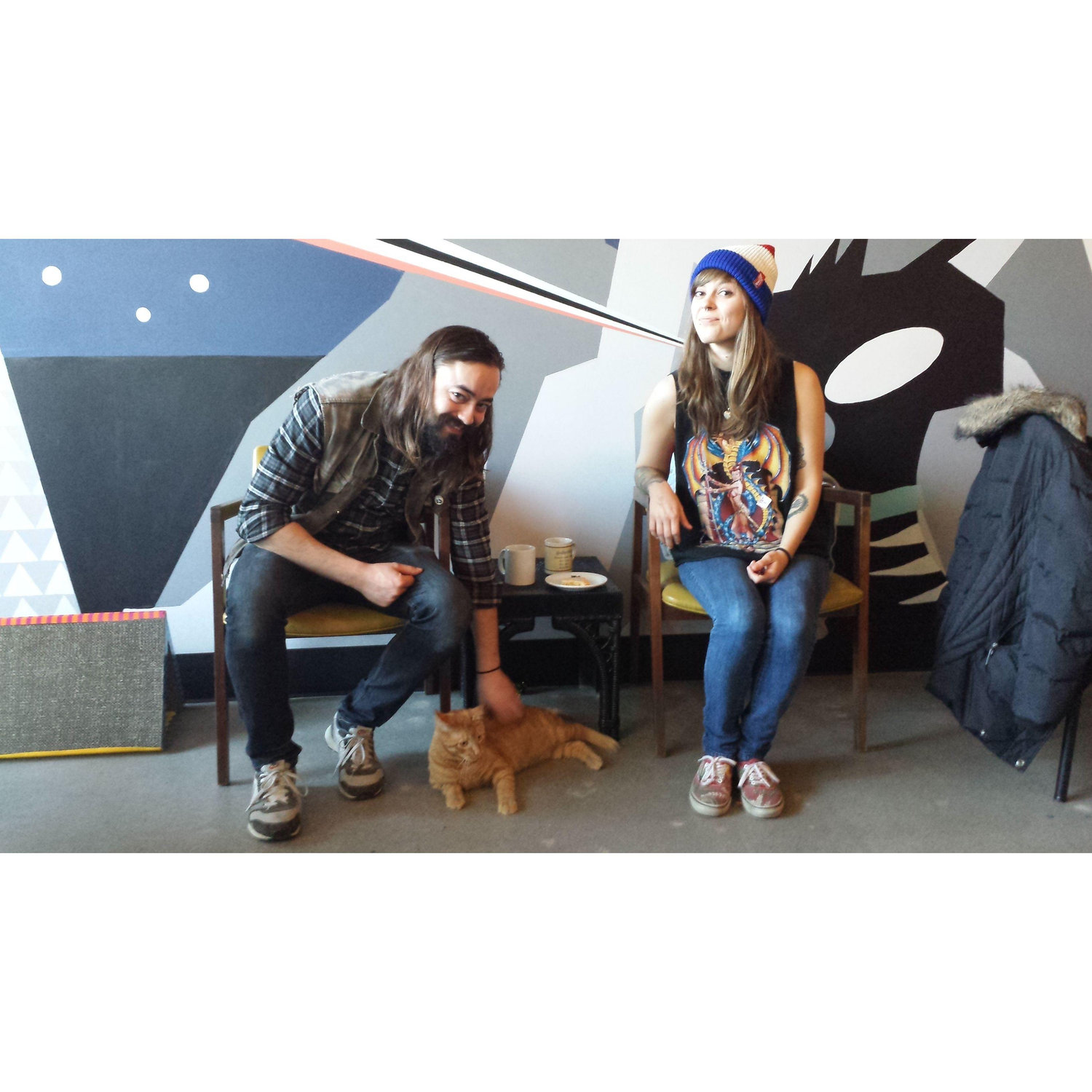 Valentines Day at the Cat Cafe in Portland during The One Moto Show weekend with friends 2015