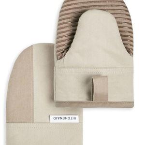 KitchenAid Beacon Two-Tone Non-Slip Mini Oven Mitt Set, Milkshake/Beige, 5.5"x8", 2 Piece