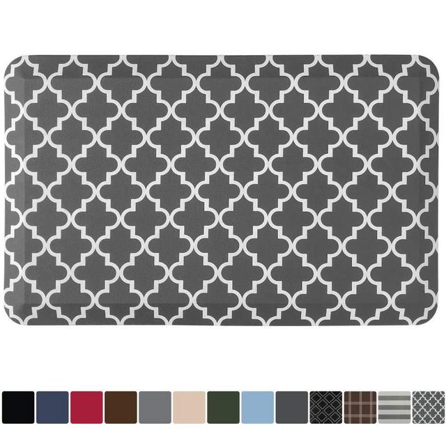 GORILLA GRIP Original Premium Anti-Fatigue Comfort Mat, Phthalate Free, Ergonomically Engineered, Extra Support and Thick, Kitchen and Office Standing Desk Mats, 32x20, Quatrefoil Gray White