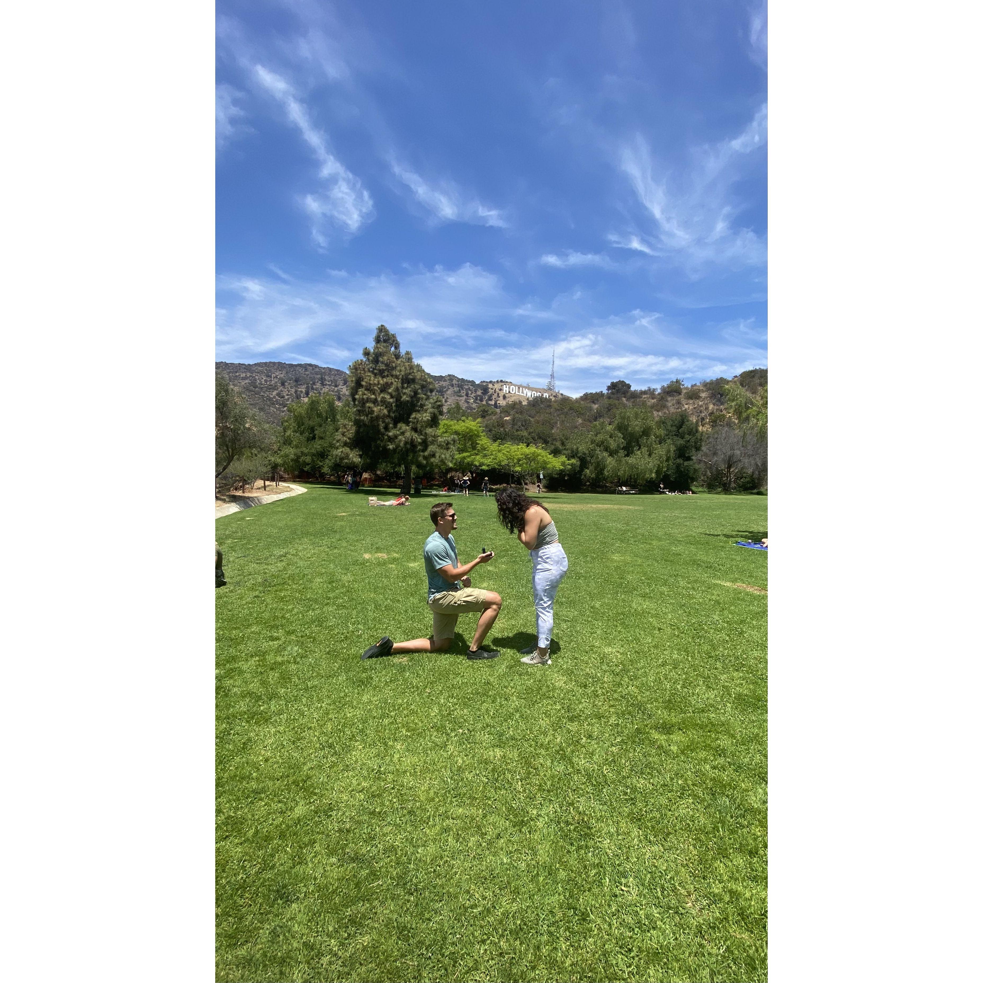 June 2021- proposal at the Hollywood sign