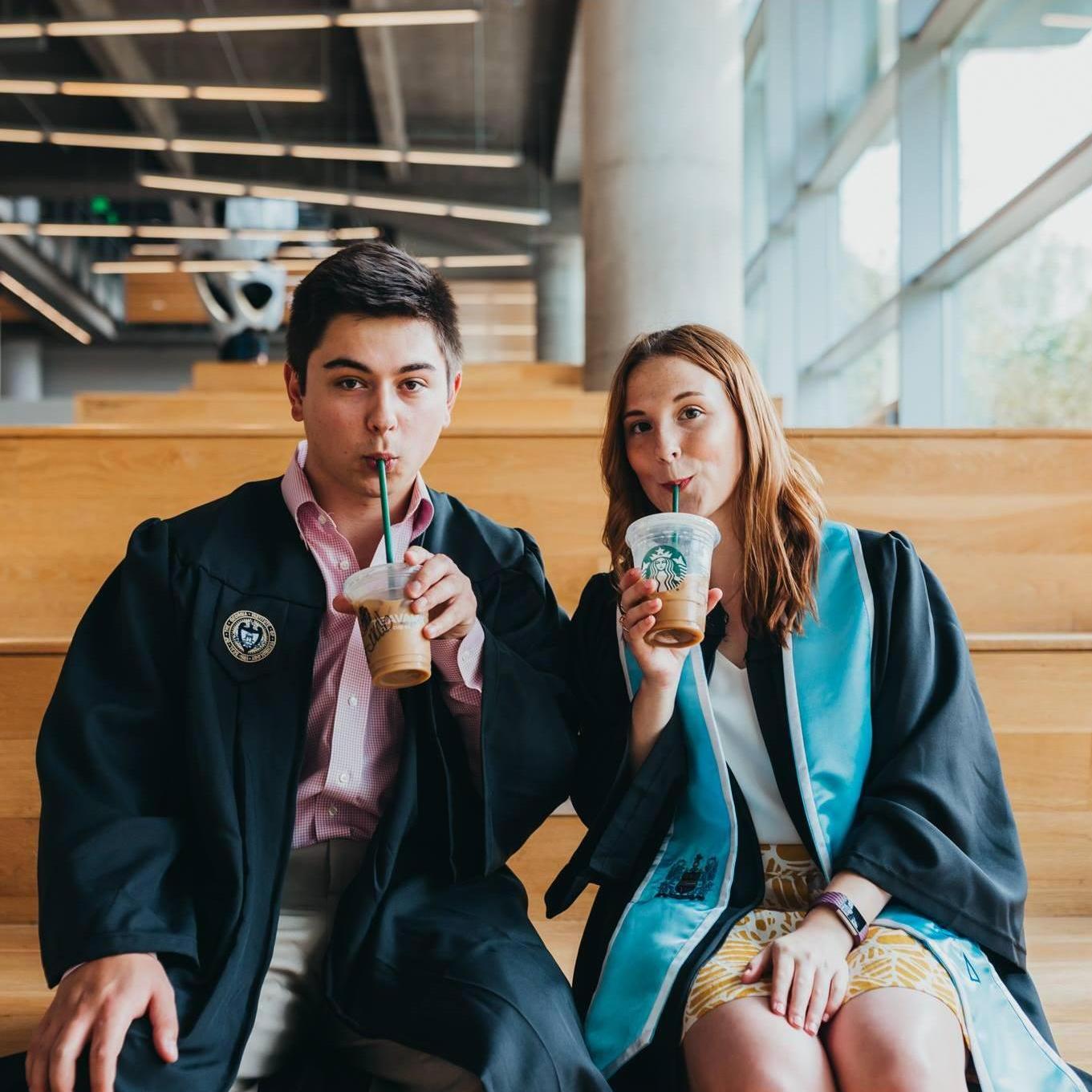 A coffee break mid-photoshoot for our graduation pics.