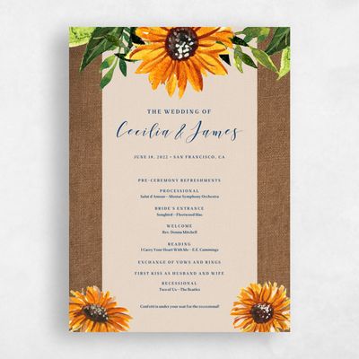 Burlap, Brown Wedding Program - Sunnyridge