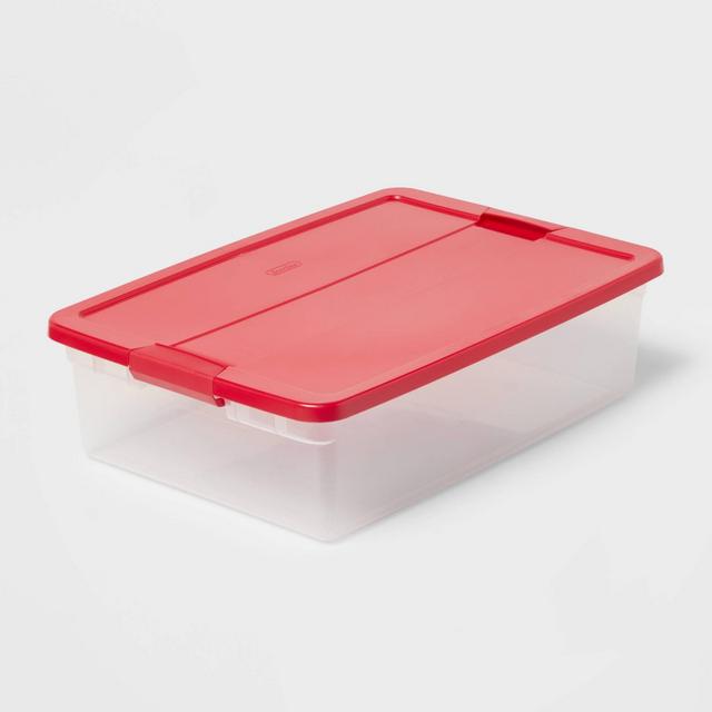 32qt Latching Clear Storage Box with Red Lid - Brightroom™