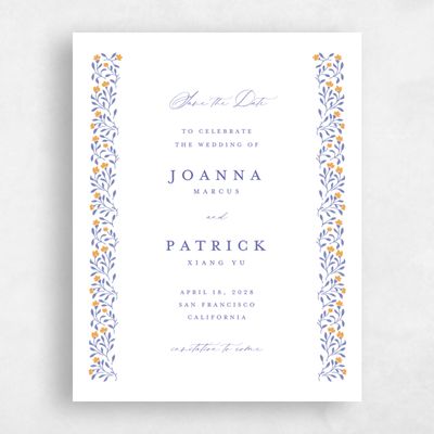 Dark Lavender, White Wedding Save the Date - Sabine Portrait