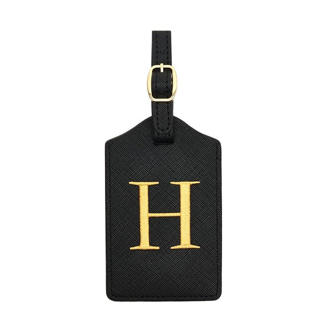 Luggage Tag PU Leather for Suitcase Baggage Handbag Travel Bag Label Suitcase Tag Suitcase Label Tag w. Name Card & Privacy Cover (H)