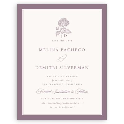 Grayed Lilac, Purple Wedding Digital Save the Date - Newport Portrait