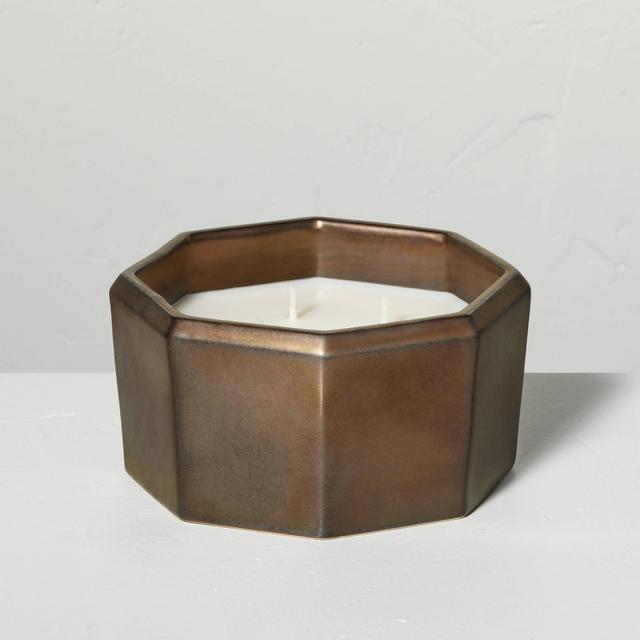 Octagonal Ceramic Salted Honey 4-Wick Jar Candle Metallic Bronze 20oz - Hearth & Hand™ with Magnolia