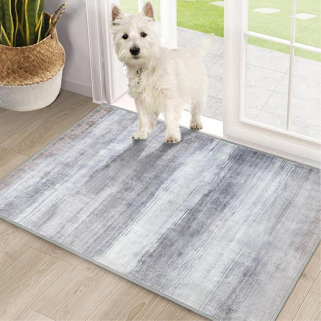 COMSLE Door Mat, Front Door Mat Indoor for Entrance Faux Wool Absorbent Non Slip Modern Throw Rug for Entryway Hallway Muddy Paws - Pet Friendly, 24x36 Inches,Brown Machine Washable