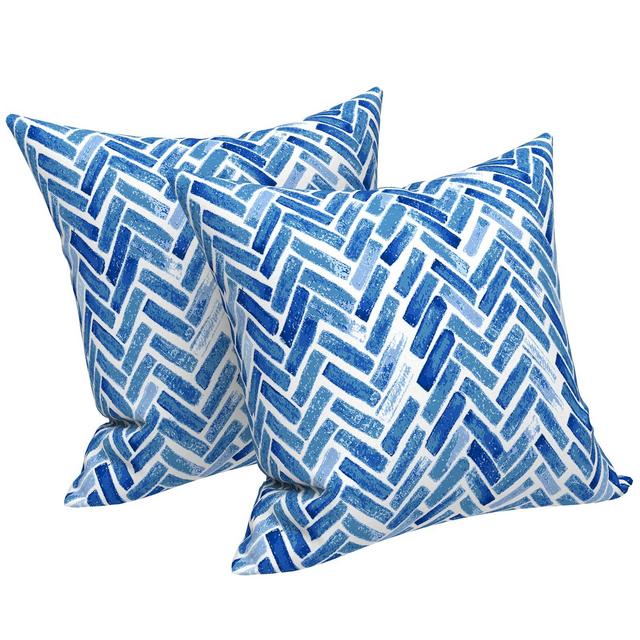 LVTXIII Outdoor/Indoor Throw Pillows, Decorative Throw Pillows with Inserts, 18”x18” Square Pillows for Bed, Couch, Sofa and Patio Furniture (Set of 2, Blue Bricks)