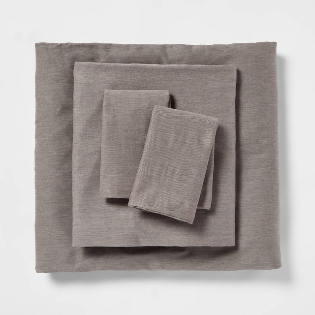 Queen Cotton Blend Sateen Sheet Set Heather Gray - Room Essentials™