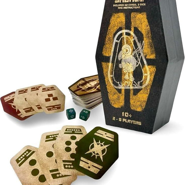 Sabacc Card Game Set, Galaxy's Oldest Card Game, 62 Playing Cards with 2 Dice, Black and Gold Coffin Box, 2-8 Players