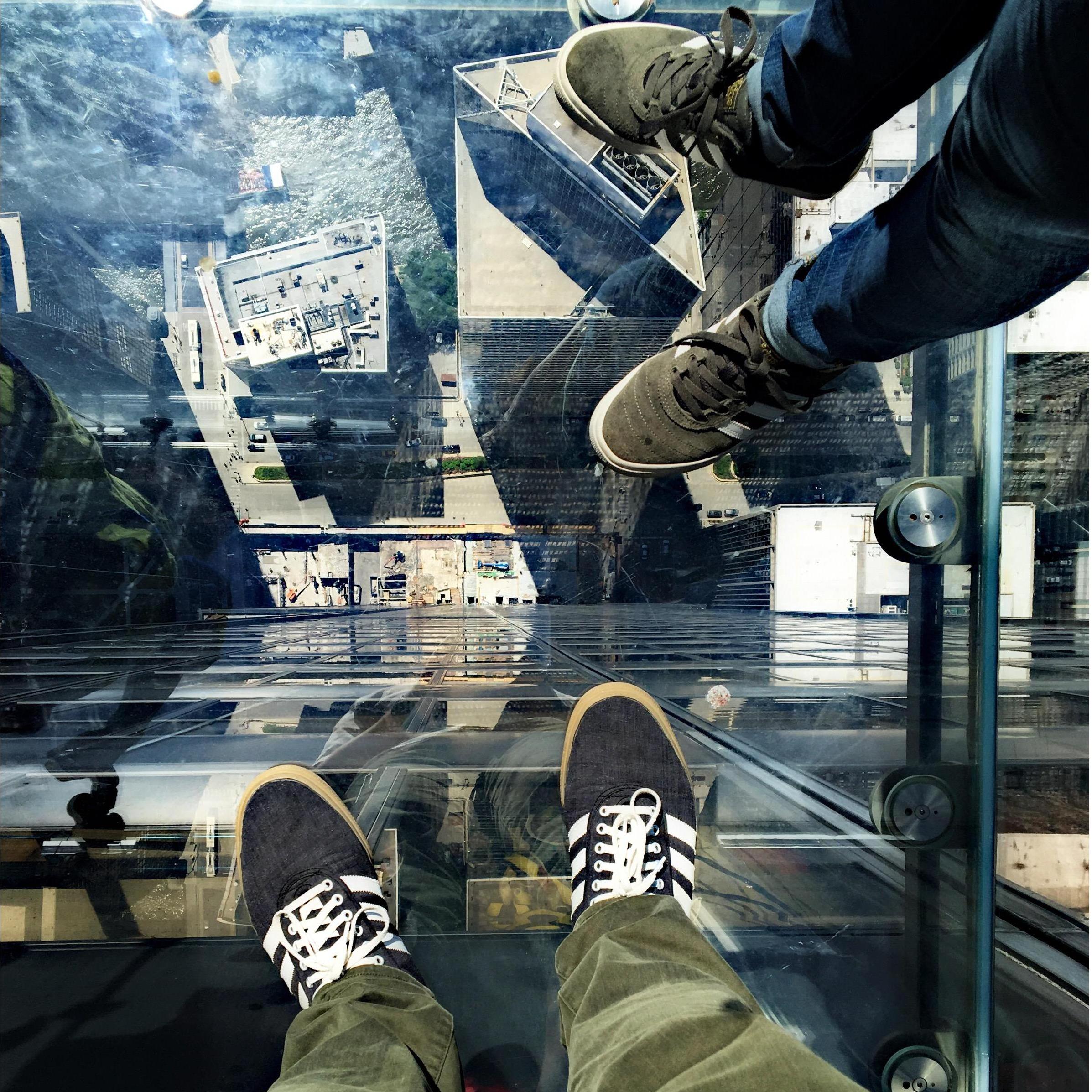 Looking down from Chicago's SkyDeck.