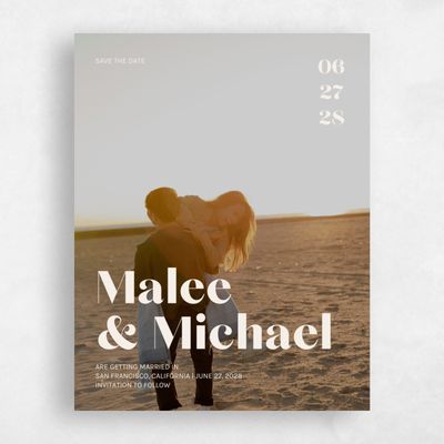 Blue Typography Wedding Save the Date - Vitale Photo