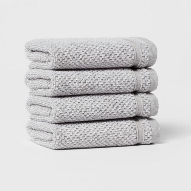 4pk Performance Texture Washcloth Set Light Gray - Threshold™