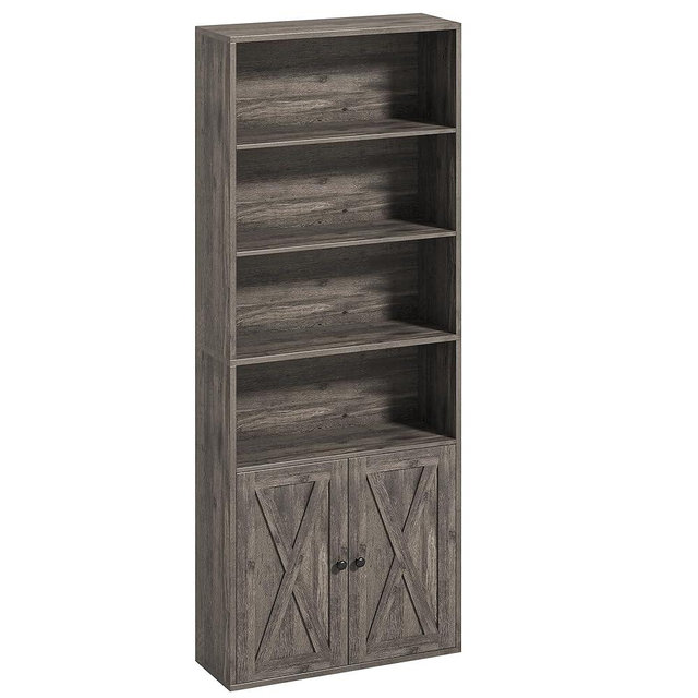 IRONCK Industrial Bookshelves and Bookcases with Doors Floor Standing 6 Shelf Display Storage Shelves 70 in Tall Bookcase for Home Office, Living Room