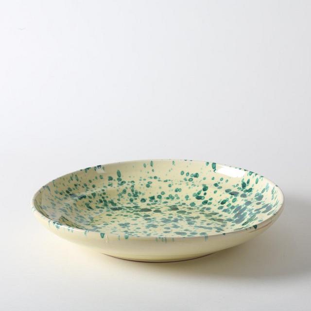Green on Cream Splatterware 17 Inch Platter