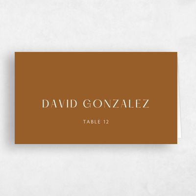 Dark Ochre, Orange Wedding Place Card - Corinth