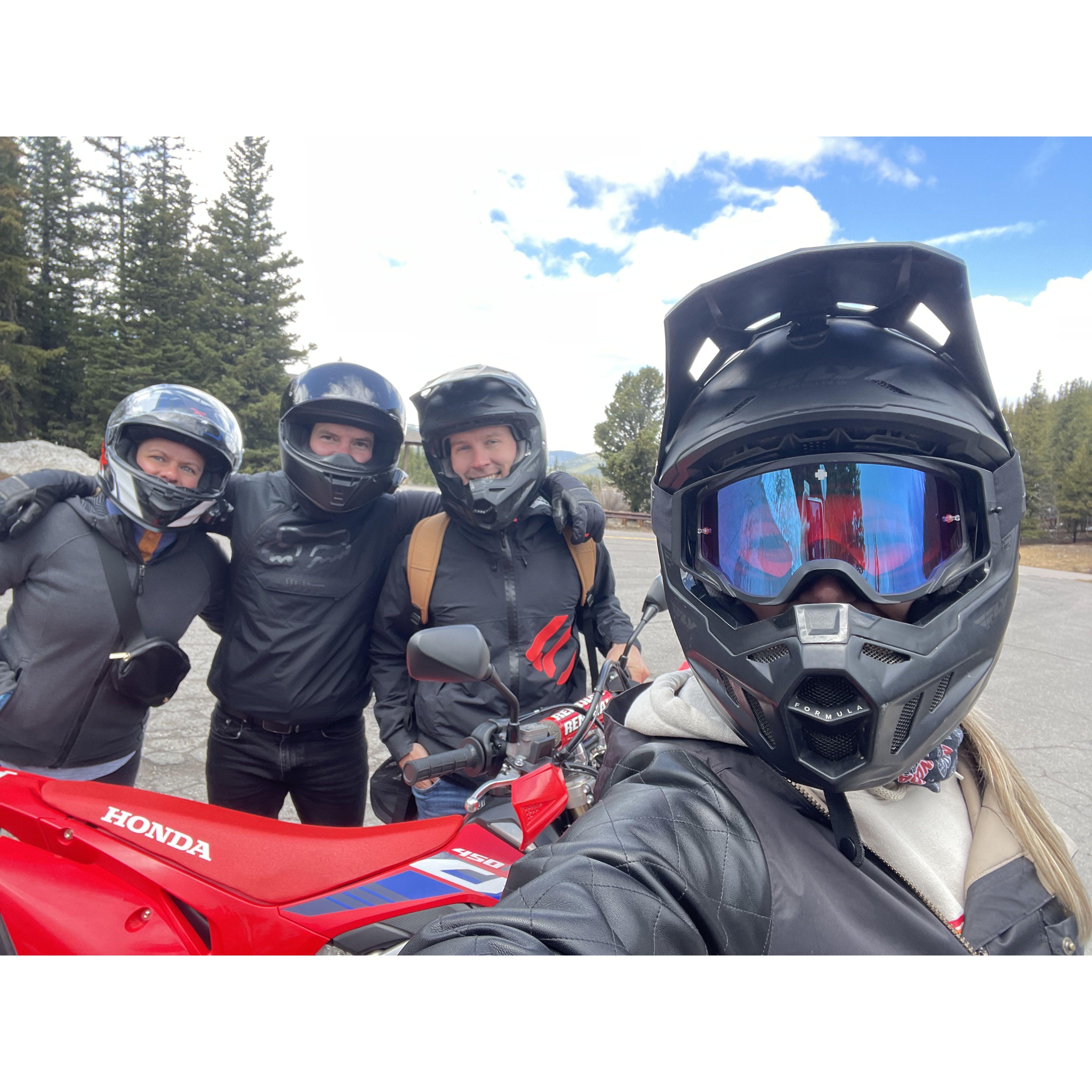 Madison and Jarrod Riding motorcycles through the foothills with Lance and Jill.