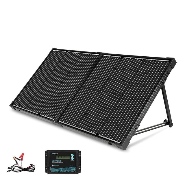 Renogy 100 Watt 12 Volt Portable Solar Panel with Waterproof 20A Charger Controller Foldable 100W Solar Suitcase with Adjustable Kickstand for Power Station, 100W Panel-20A Controller, Black