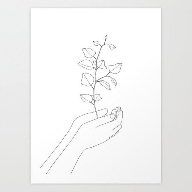 Minimal Hand Holding the Branch II Art Print
