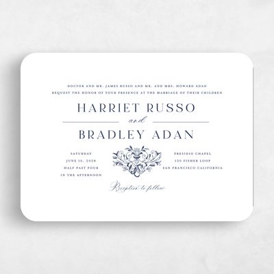 White Rounded Wedding Invitation - Lockwood Landscape