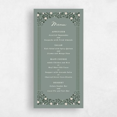 Deep Sage, Green Wedding Menu - Pirouette
