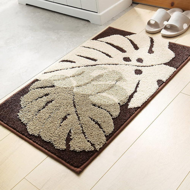 Loismood Plants Bathroom Rug Super Absorbent Bath Mat for Bathroom (16"x24", Brown) Non Slip Soft Microfiber Shaggy Bathroom Mat Machine Washable Bath Rug Thick Plush Rugs for Shower
