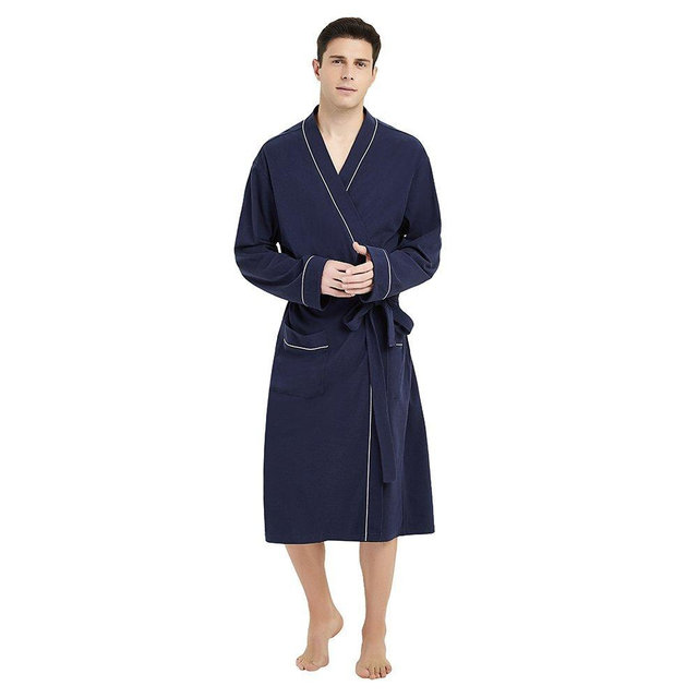 U2SKIIN Mens 100% Cotton Robe Lightweight Knit Bathrobe