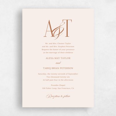 Beige Elegant Wedding Invitation - Kellan Classic