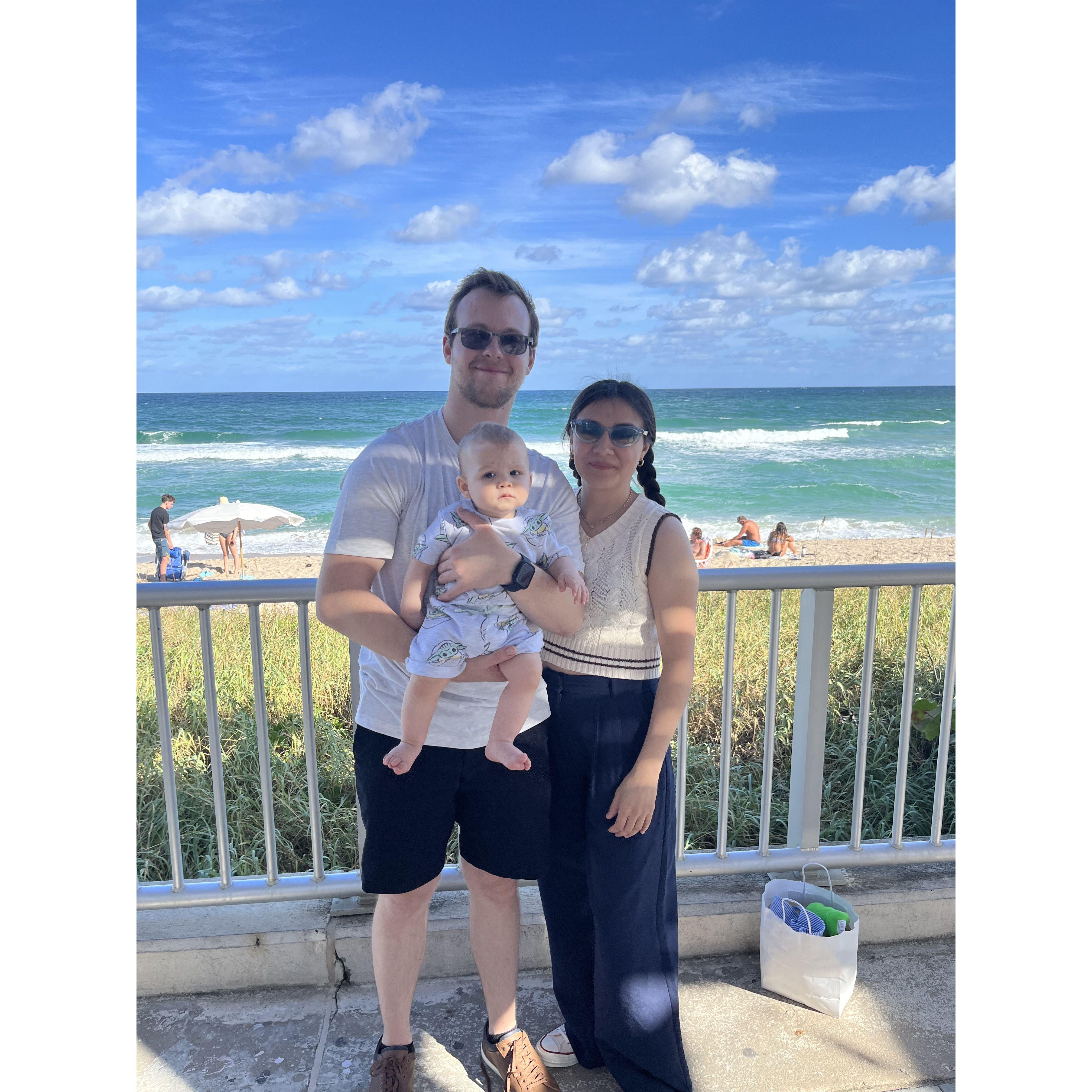 Mateo's first time at the beach