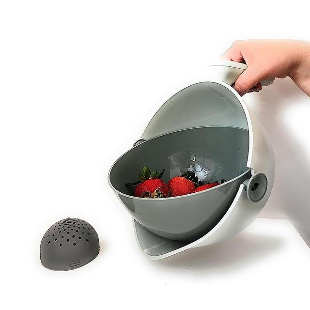 2 in 1 Rotating Plastic Colander Bowl Plus Silicone Can Strainer, Sturdy Bowl Colander for Fruits and Vegetables with Handle, Multi Use Bundle for Kitchen, State of the Art Design, Green