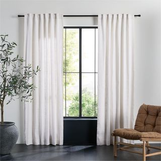 European Flax Certified Textured Linen Window Curtain Panel