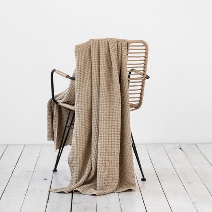 Beige waffle throw