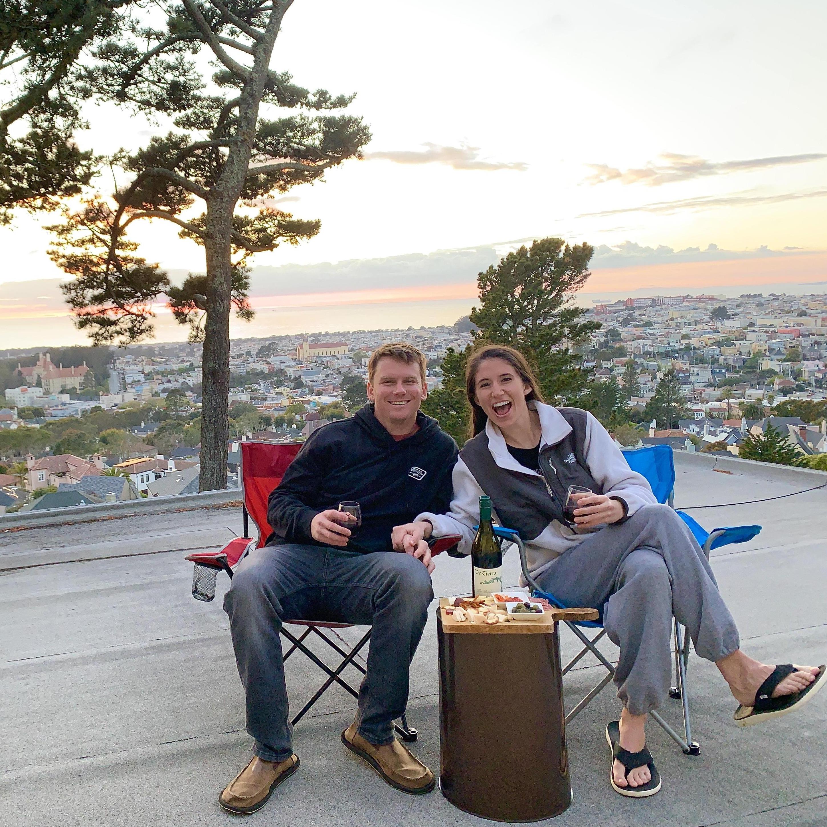 Always enjoying wine and charcuterie on the San Francisco roof!