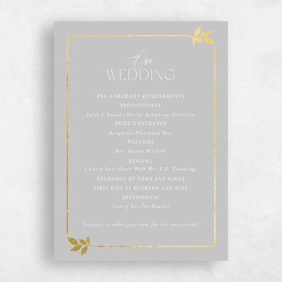 Gray, Grey Wedding Program - Dakota Foil
