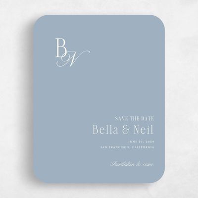 Blue Rounded Wedding Save the Date - Roscana Portrait