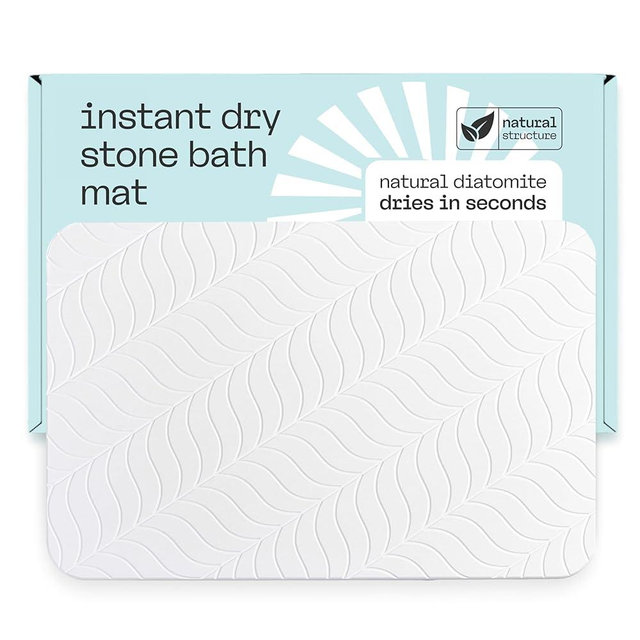 deepstone Stone Bath Mat – Large Diatomite Bathroom & Shower Mat, Fast Drying & Ultra Absorbent, Non-Slip Diatomaceous Earth Bath Mat, Easy Clean Modern Design, 24 x 16 in (White)