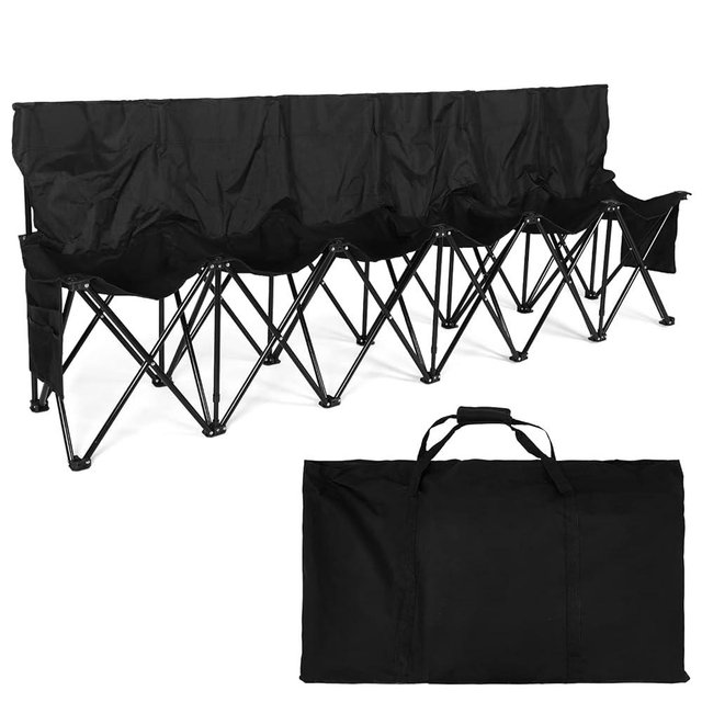 Kigley 6 Seats Folding Soccer Bench Chair Portable Team Sports Sideline Bench for Football Camp Travel Events Outdoor Seating with Storage Bag