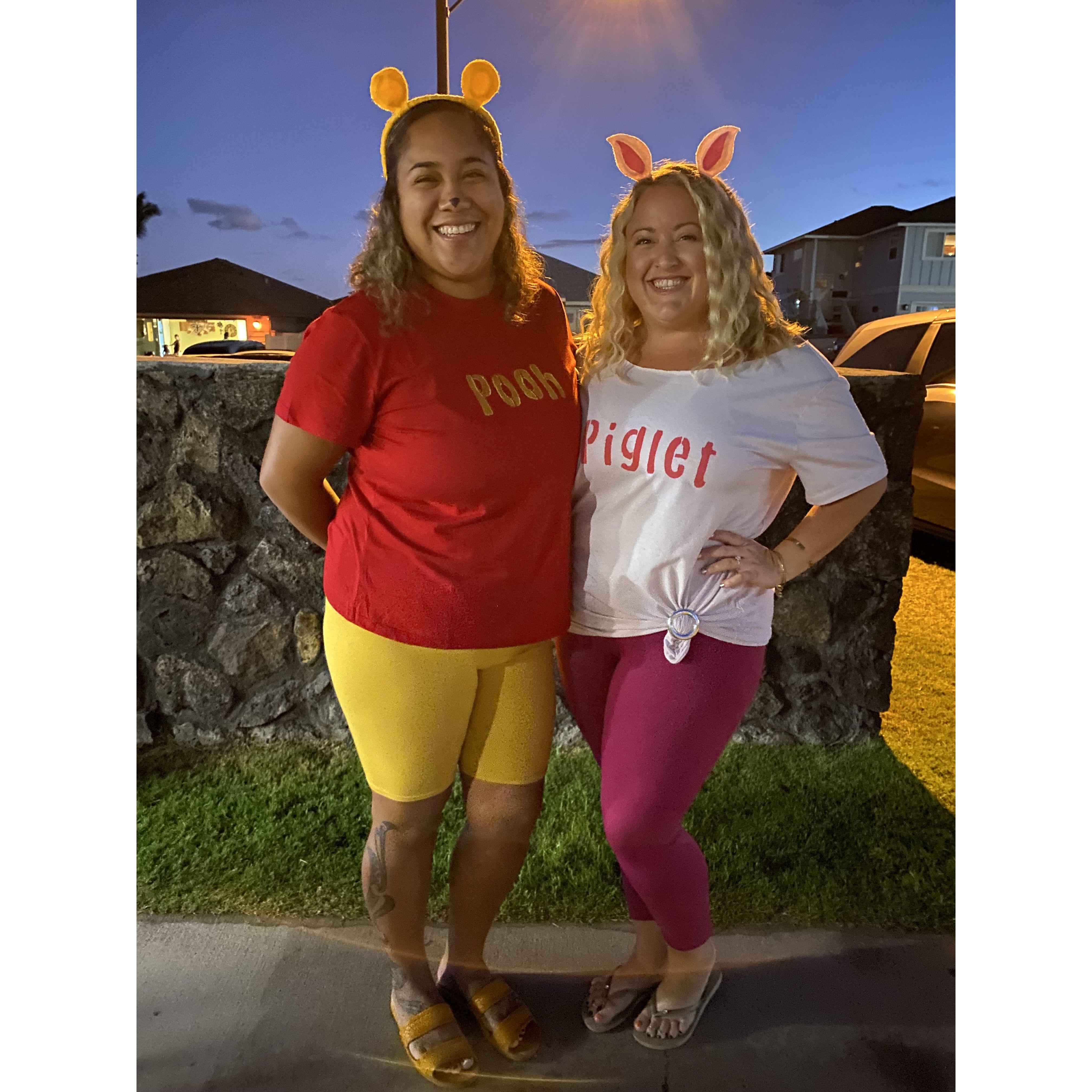 Our 2nd Halloween as Pooh and Piglet. Lindsey made our costumes. ;)