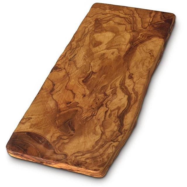 THE LIVE EDGE - Olive Wood Long Charcuterie Board | Rustic Large Wooden Cutting Board for Kitchen | Cheese and Bread Cutting Wood Board | Handmade Cutting Board for Meat | Rustic Kitchen Accessories