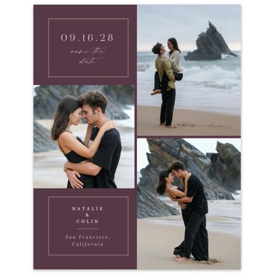 Dark Plum, Purple Wedding Digital Save the Date - Sarnai Multiphoto