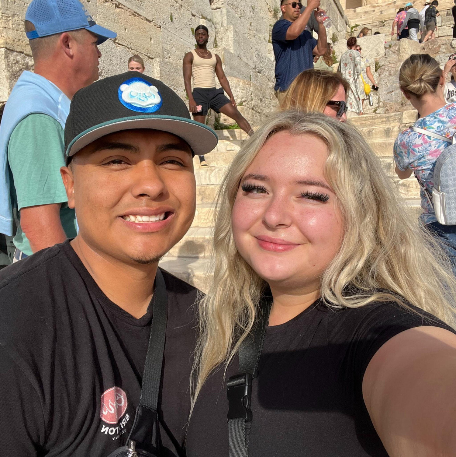 us in front of the Parthenon in Athens, Greece