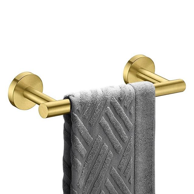 Nolimas Brushed Gold Bath Hand Towel Bar Single Bars Towel Rack Rod Classic Wall Mounted Stainless Steel Bathroom Towel Bar Toilet Kitchen Towel Shelf Single Layer,9inch