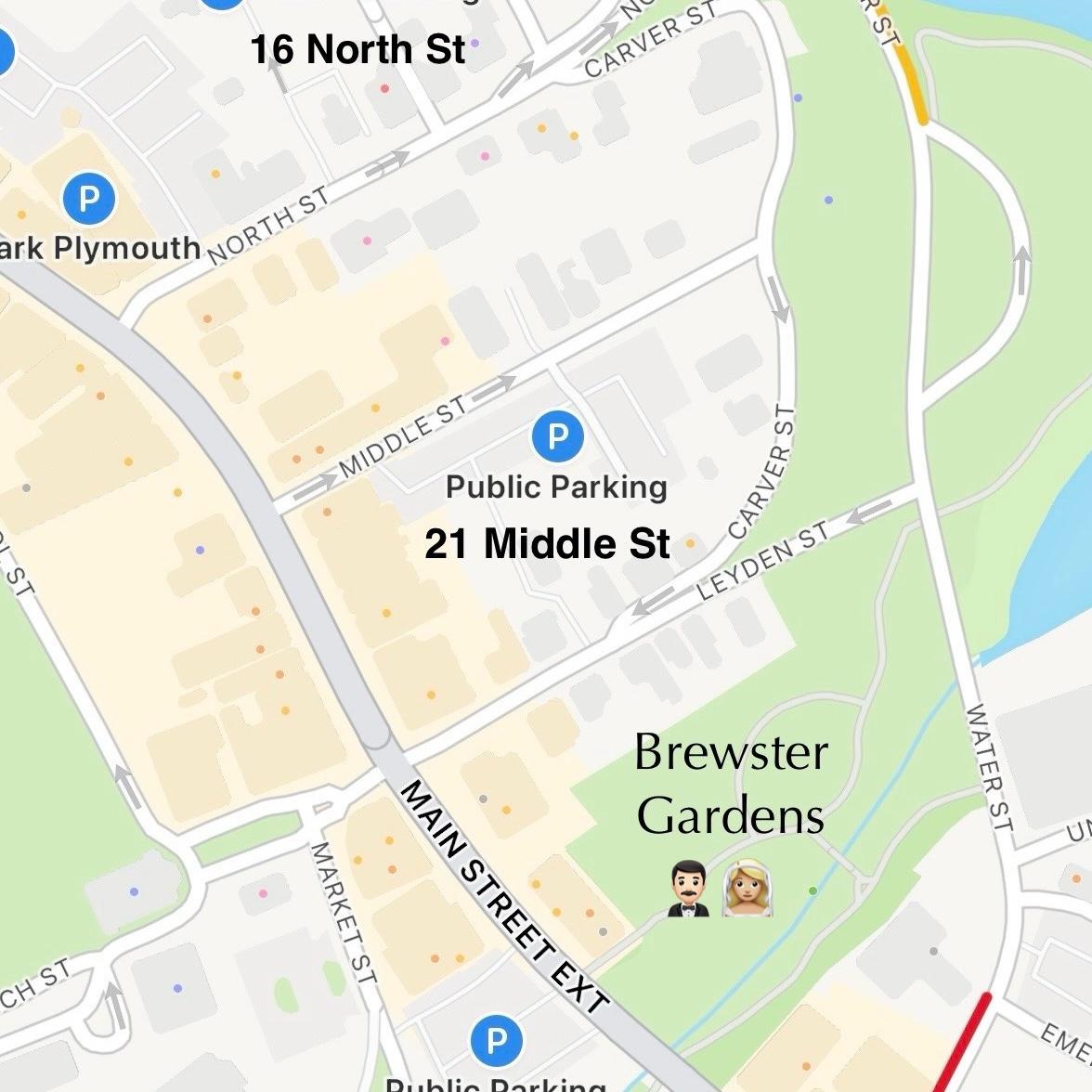 Addresses for public parking. There is also street parking available.