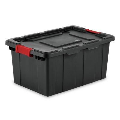 Sterilite 15gal Industrial Tote With Black Lid And Red Latches