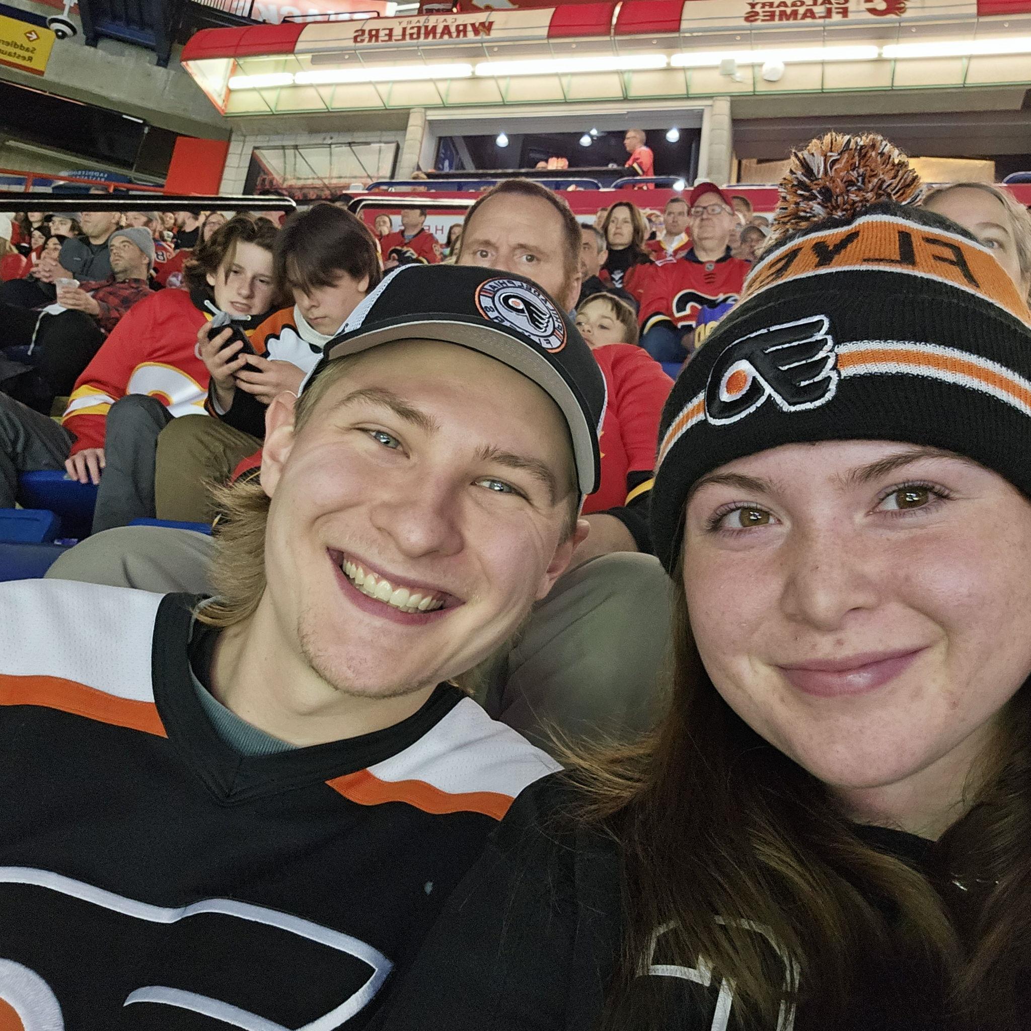 Jan 2024 - Our second Flyers game, this one on New Years Day! We watched fireworks and Tonia's car overheated/spewed all it's antifreeze due to snail pace of traffic..