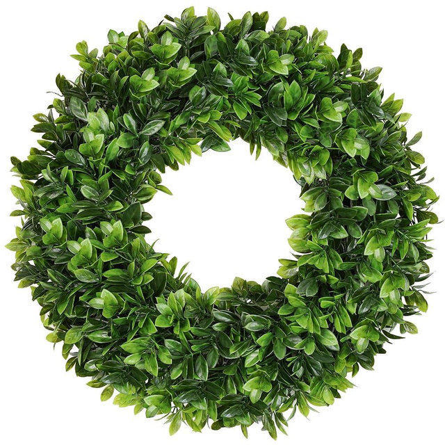FPROOM 20" Boxwood Wreaths for Front Door,Artificial Spring Wreaths for Wall Window Porch Home Farmhouse St Patricks Day Indoor Outdoor Decoration,Suitable DIY Wreath for All Season (1, Mixed)