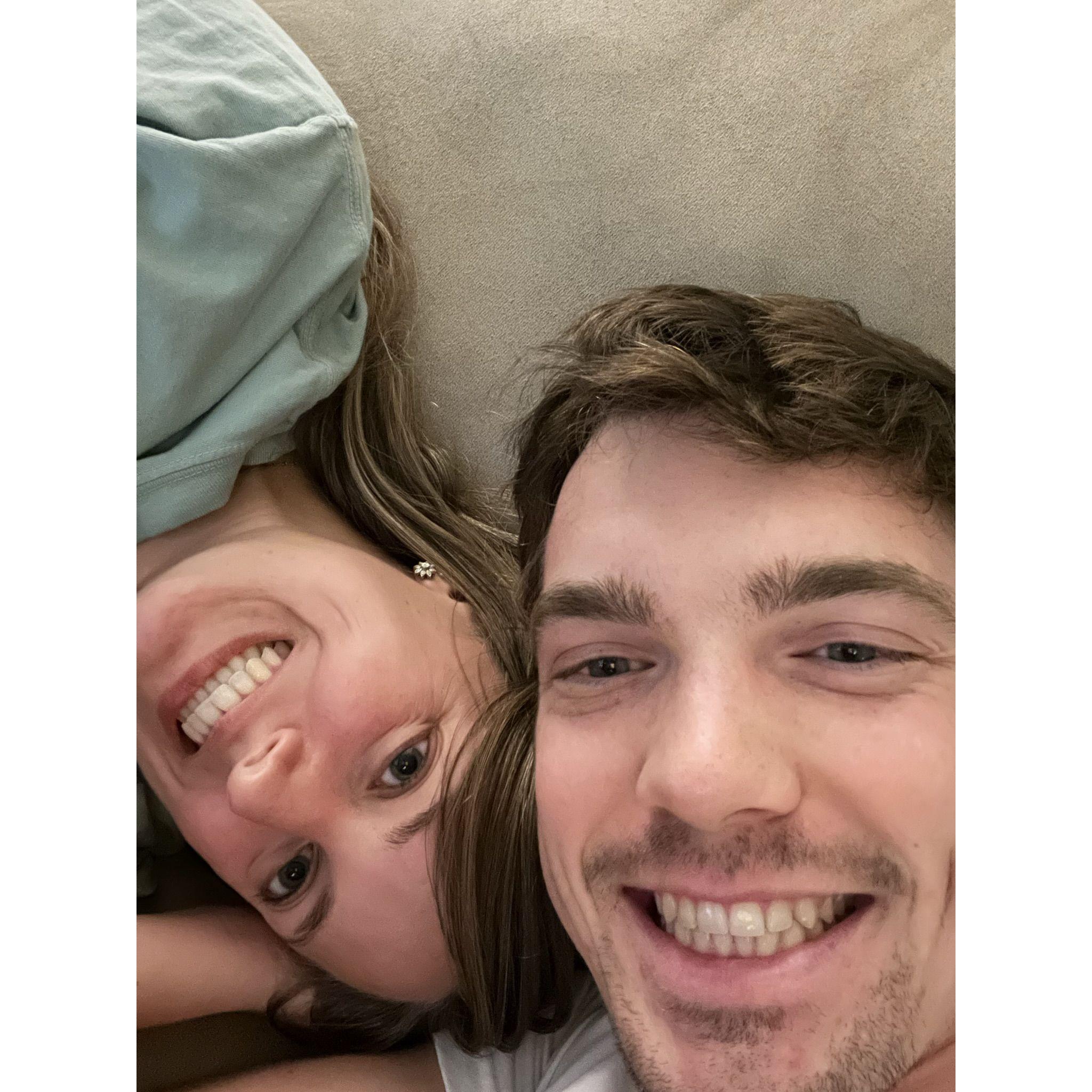 Our first picture as a couple... and the first of many comments on how we both have great teeth